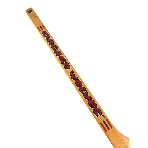 VINTAGE Chicago Wolves American Hockey League Mini Hockey Stick Wooden 90s 00s - Picture 2 of 8